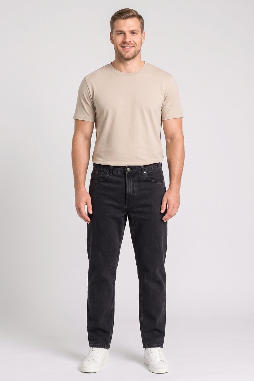 Men Loose Fit Solid Non-Stretchable Jeans, Black