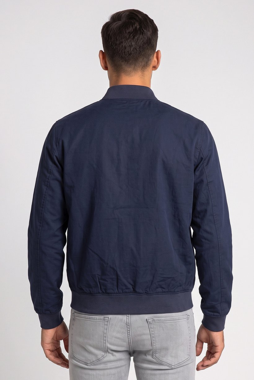 Men Plain Bomber Jacket, Navy