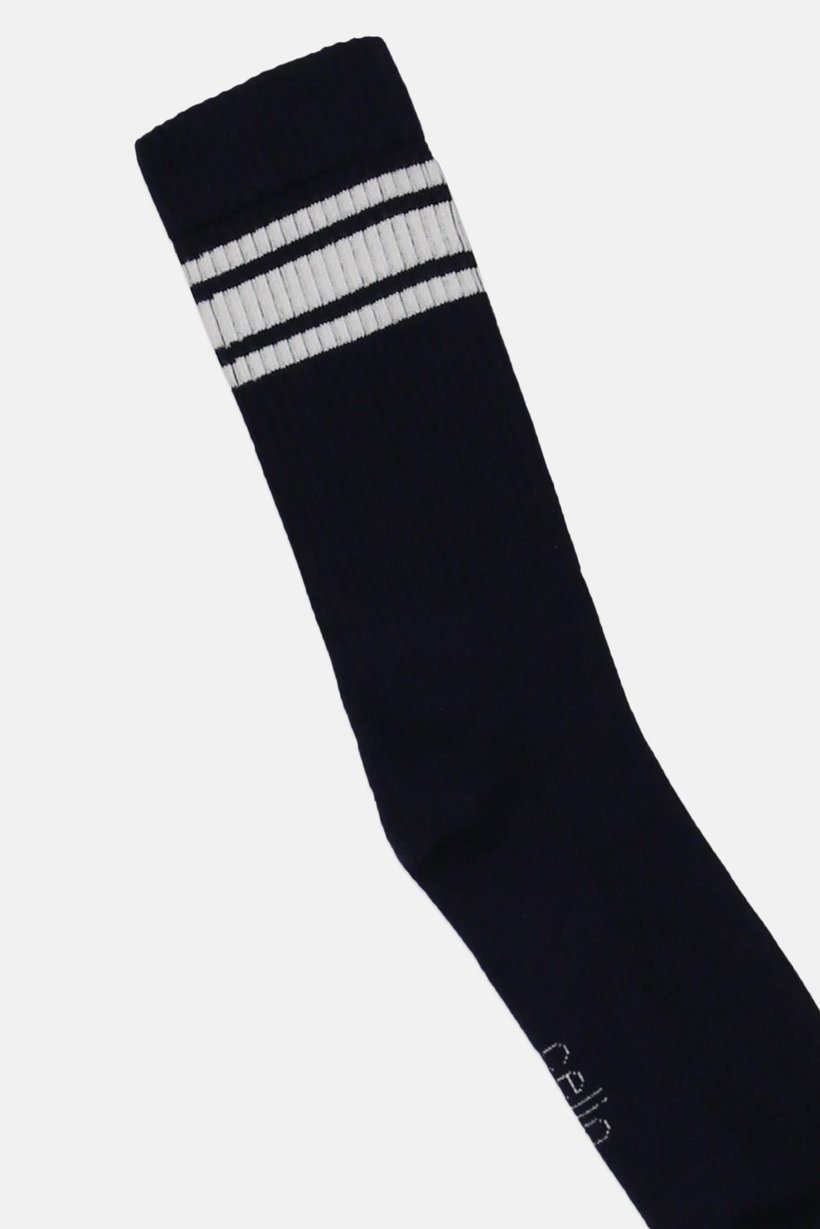 Men Stripe Crew Socks, Navy