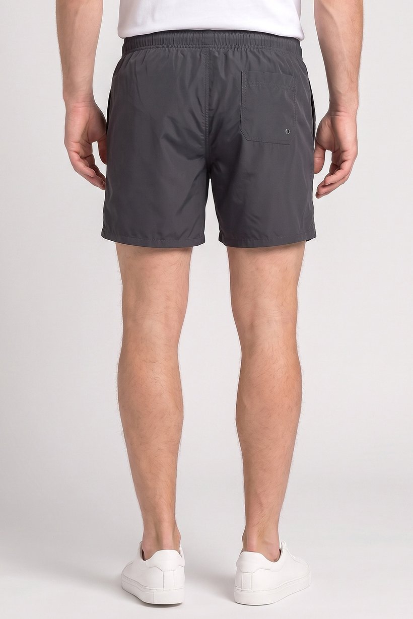 Men Solid Basic Shorts, Charcoal