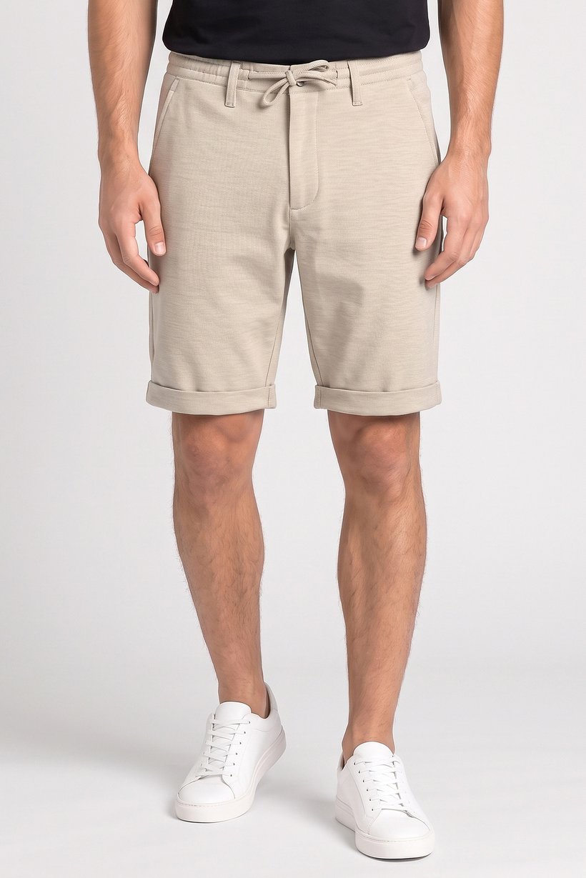 Men Plain Basic Shorts, Beige