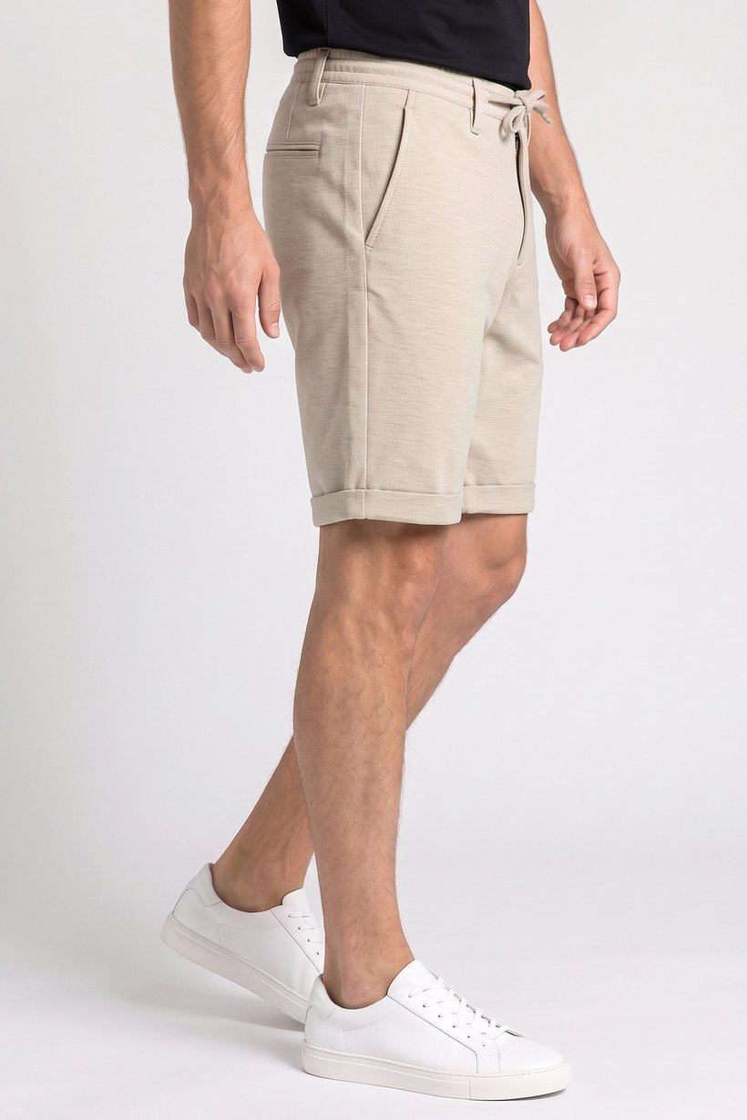 Men Plain Basic Shorts, Beige