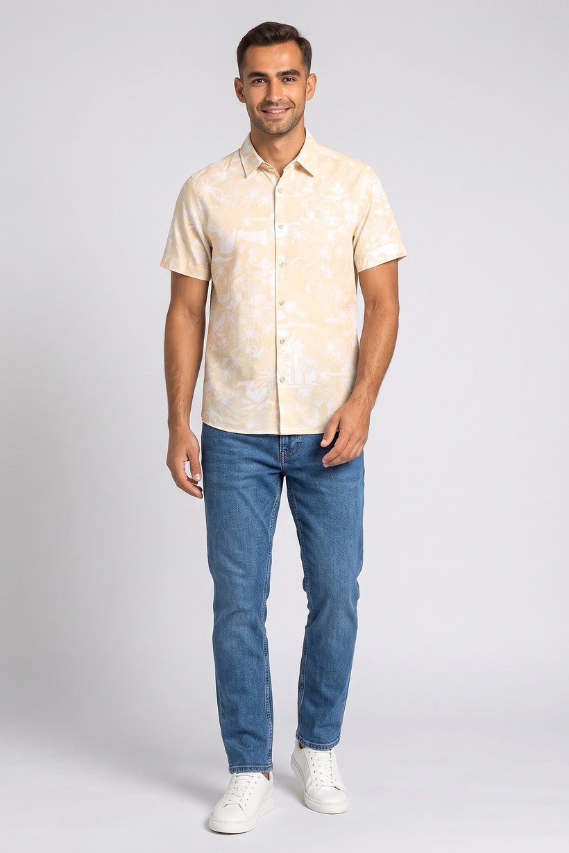 Men Regular Fit Short Sleeve Graphic Print Casual Shirt, Multicolor