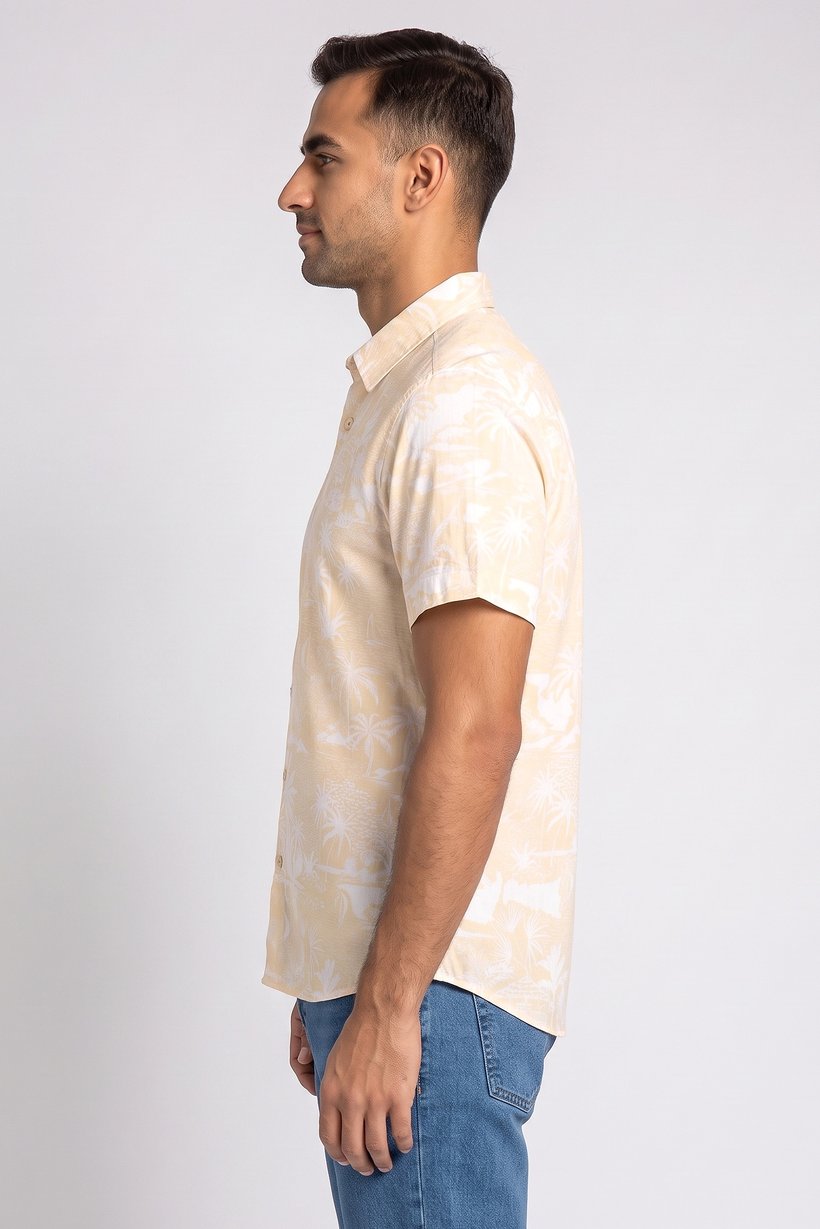 Men Regular Fit Short Sleeve Graphic Print Casual Shirt, Multicolor