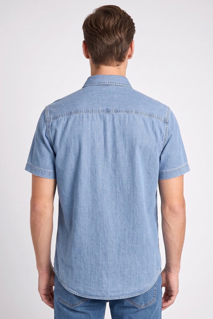 Men Regular Fit Solid Short Sleeves Casual Shirt, Blue