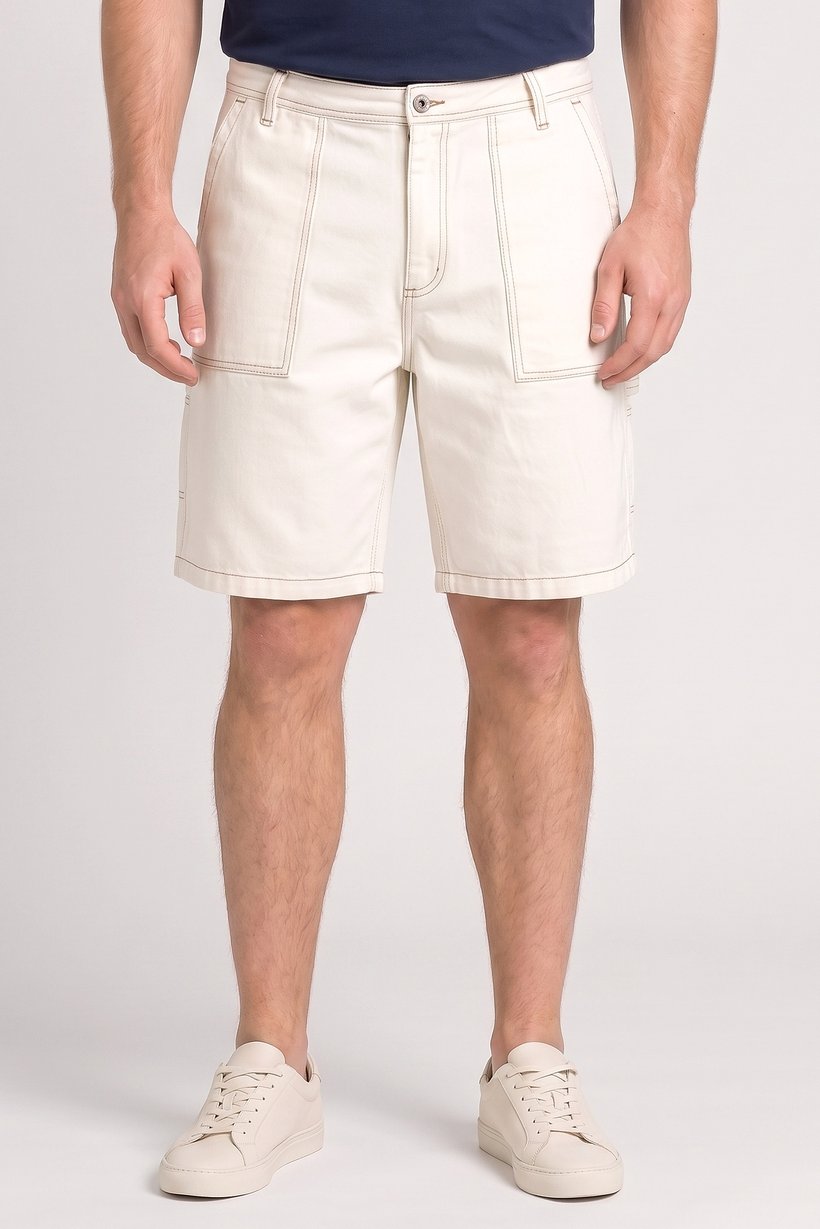 Men Solid Cargo Shorts, Off White