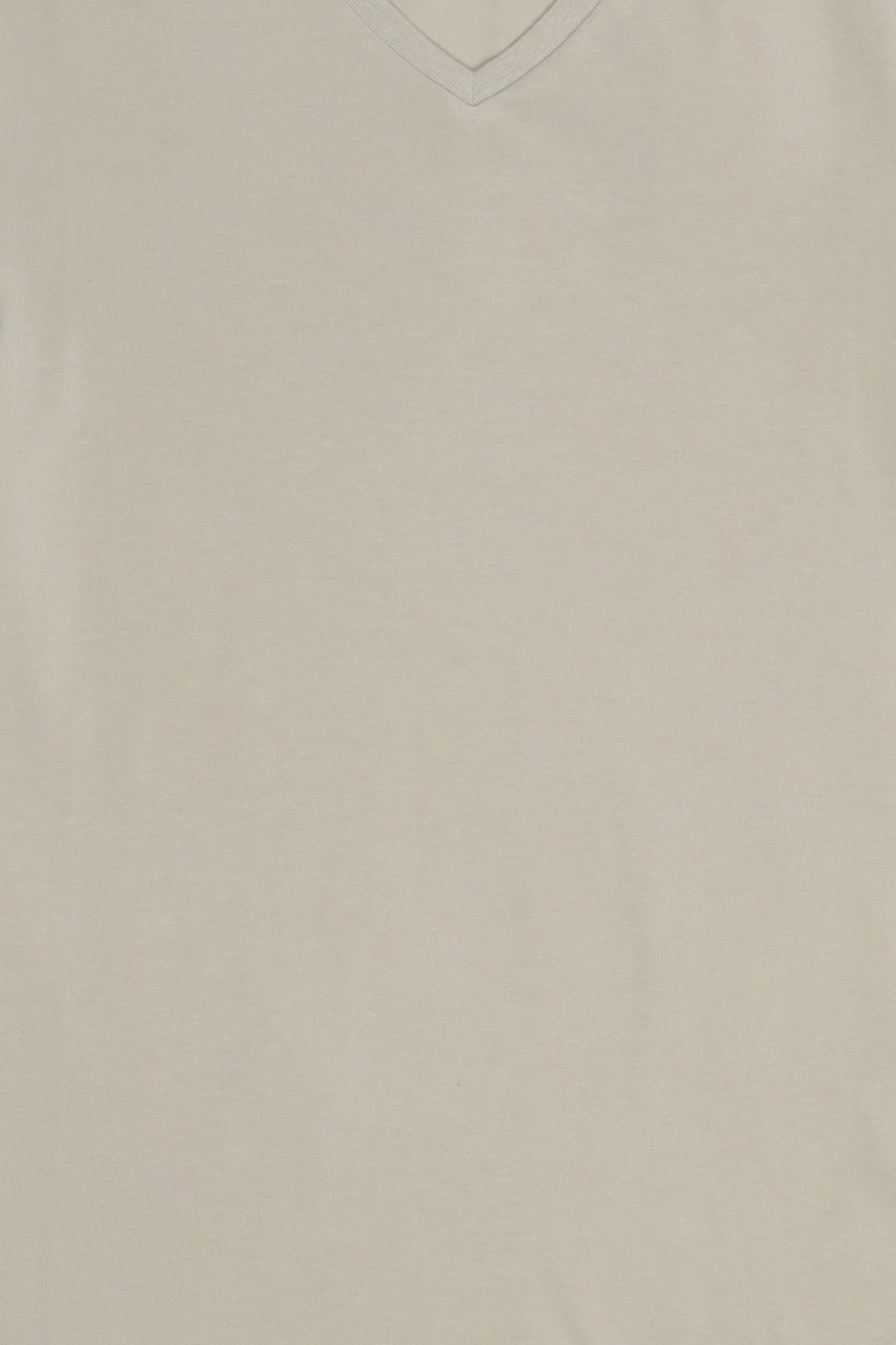 Men V Neck Short Sleeve Plain T-Shirt, Light Brown