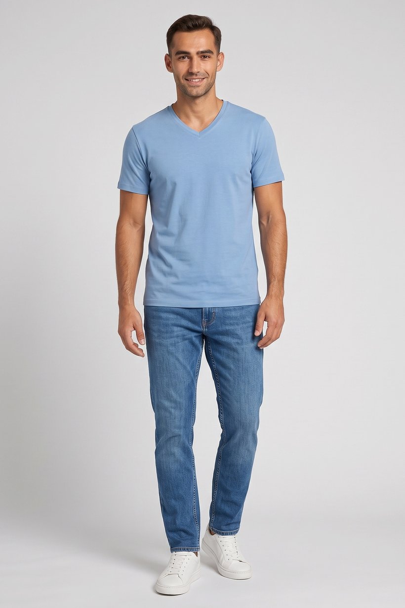 Men Crew Neck Short Sleeve Solid T-Shirt, Slate Blue
