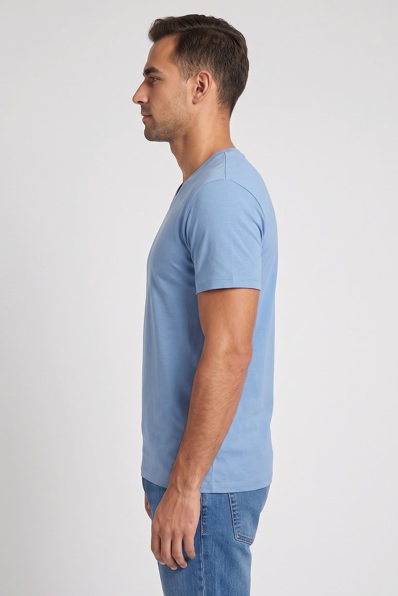 Men Crew Neck Short Sleeve Solid T-Shirt, Slate Blue