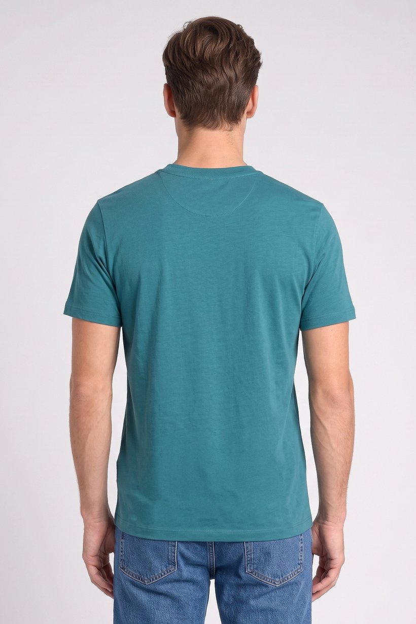 Men Crew Neck Short Sleeve Solid T-Shirt, Teal Green