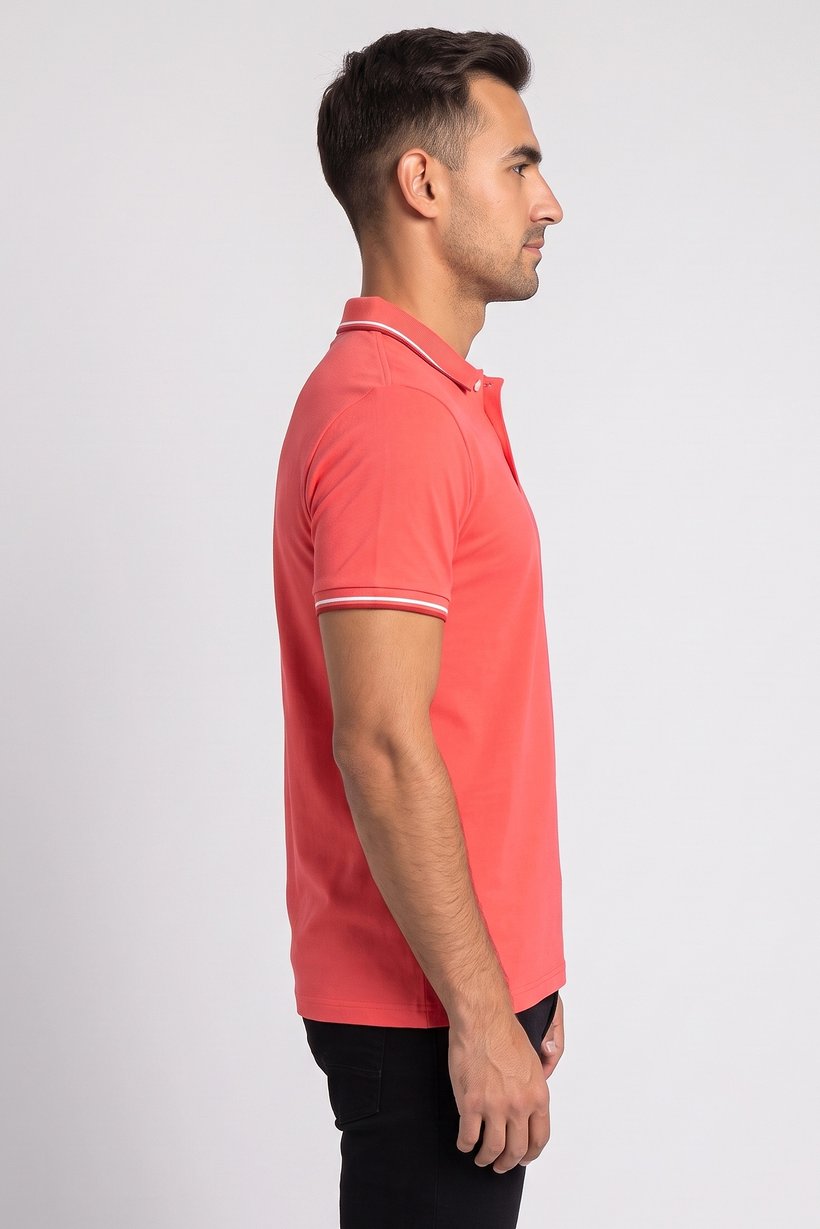 Men Regular Fit Solid Short Sleeve Polo Shirt, Red