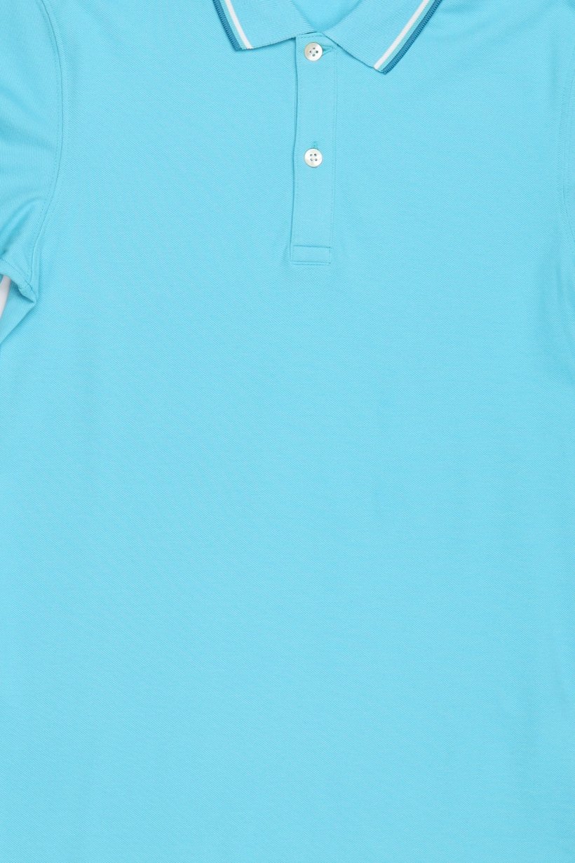 Men Regular Fit Plain Short Sleeve Polo Shirts, Turquoise
