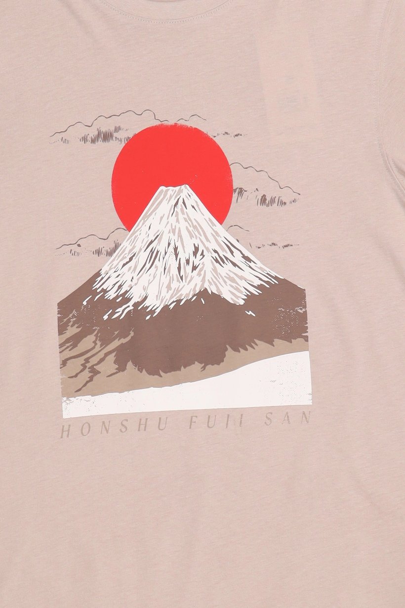 Men Crew Neck Short Sleeve Graphic Print T-Shirt, Taupe