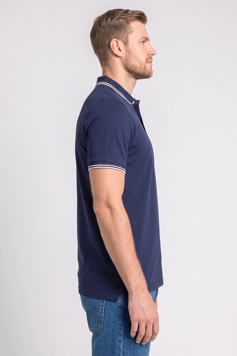 Men Regular Fit Short Sleeve Solid Polo Shirt, Navy