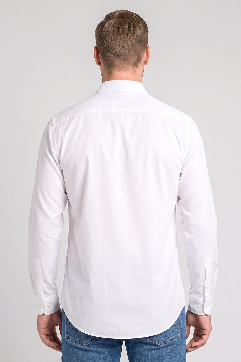 Men Slim Fit Long Sleeve Solid Casual Shirt, Off White