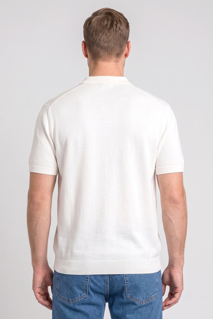 Men Regular Fit Plain Short Sleeve Polo Shirt, White