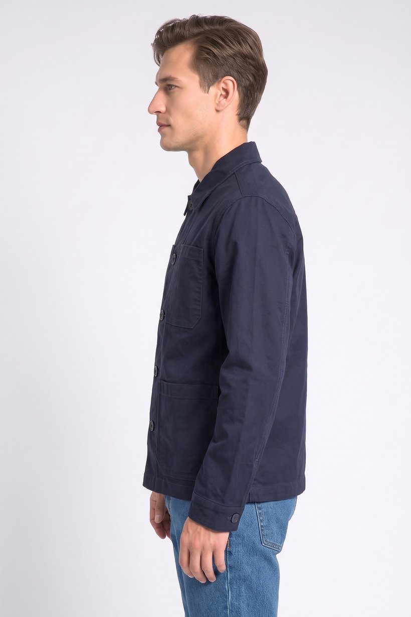 Men Solid Jacket Shirt, Navy