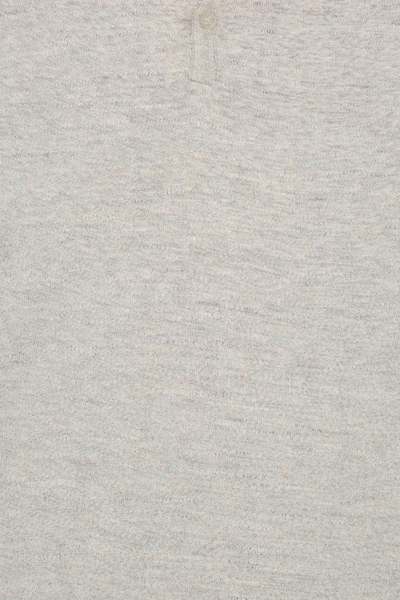 Men Crew Neck Long Sleeve Knitted T-Shirt, Light Grey