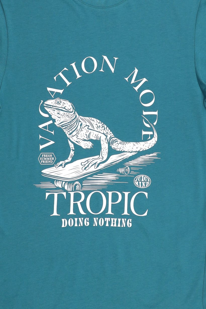 Men Crew Neck Short Sleeves Brand Logo T-Shirt, Teal Green