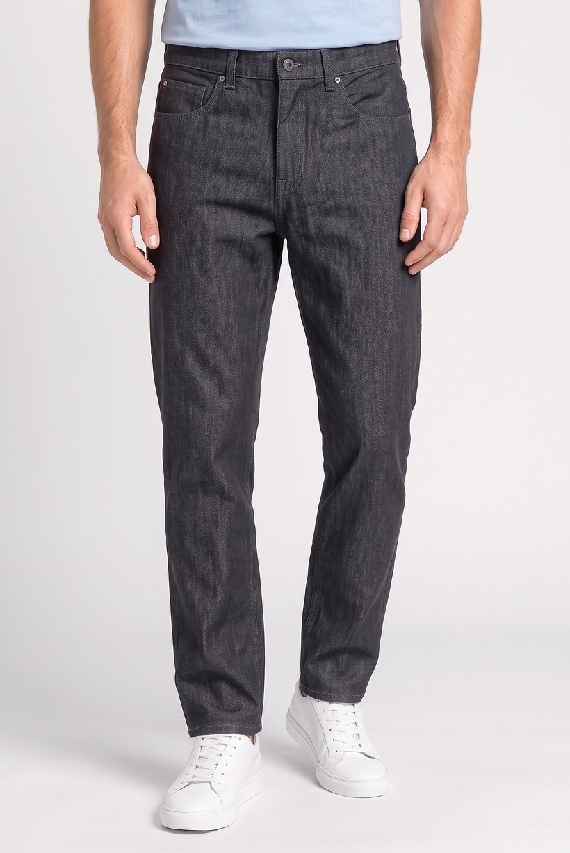 Men Straight Fit Washed Stretchable Jeans, Black