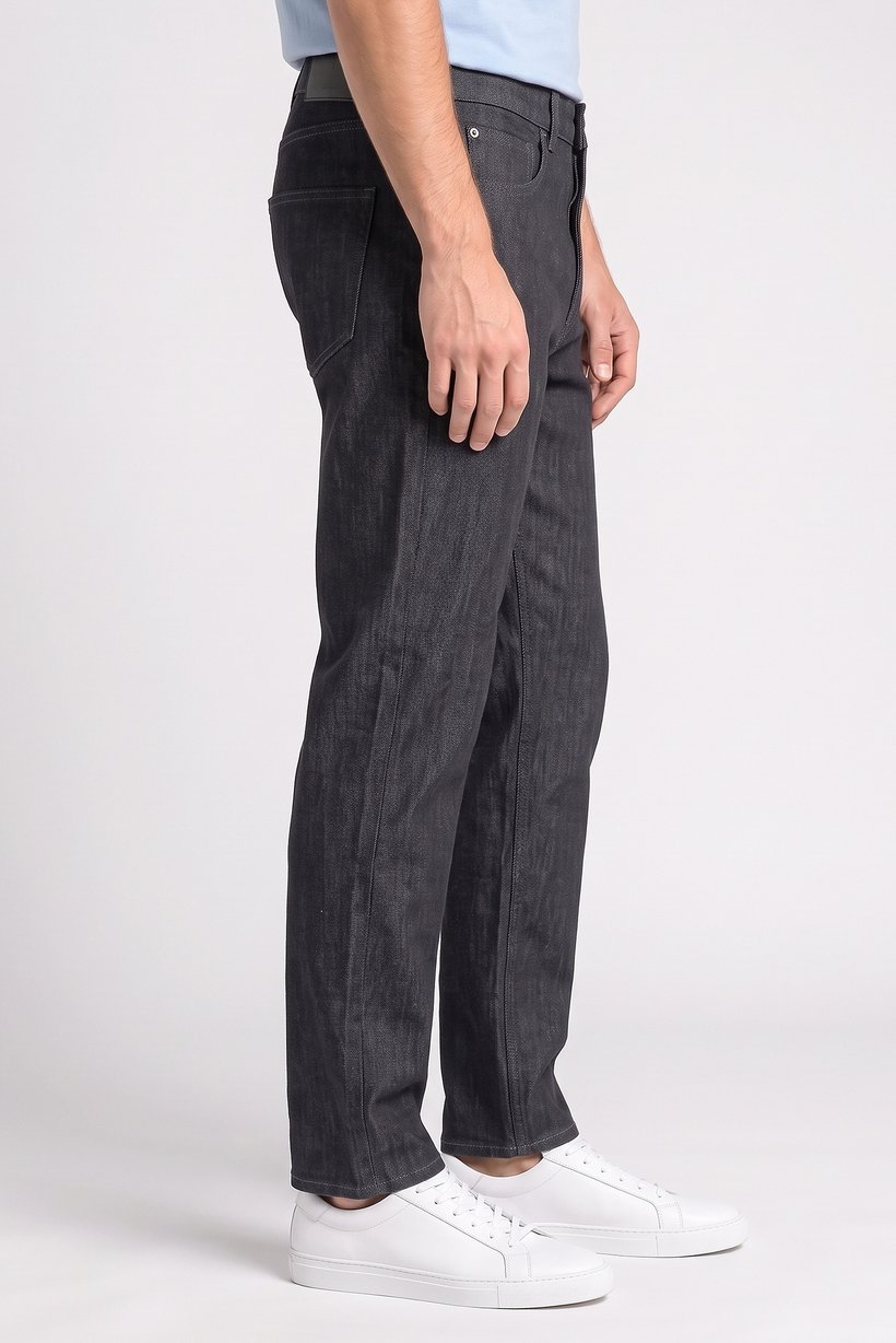 Men Straight Fit Washed Stretchable Jeans, Black