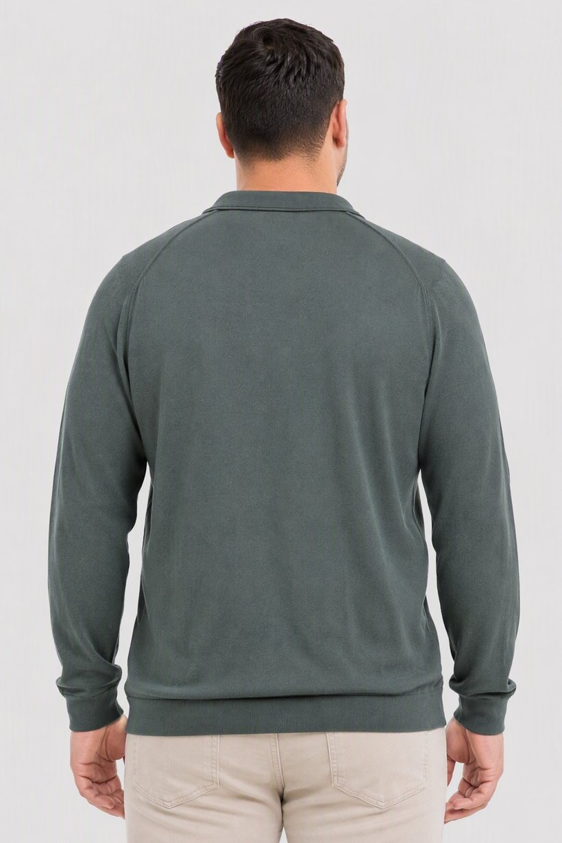 Men Spread Collar Long Sleeve Knitted Sweater, Sage Green