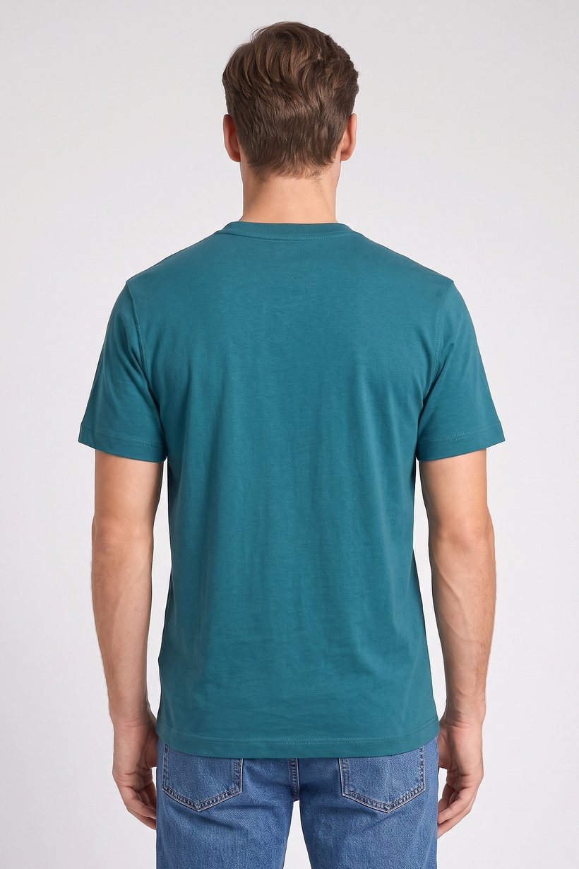 Men Crew Neck Short Sleeve Solid T-Shirt,  Teal Green