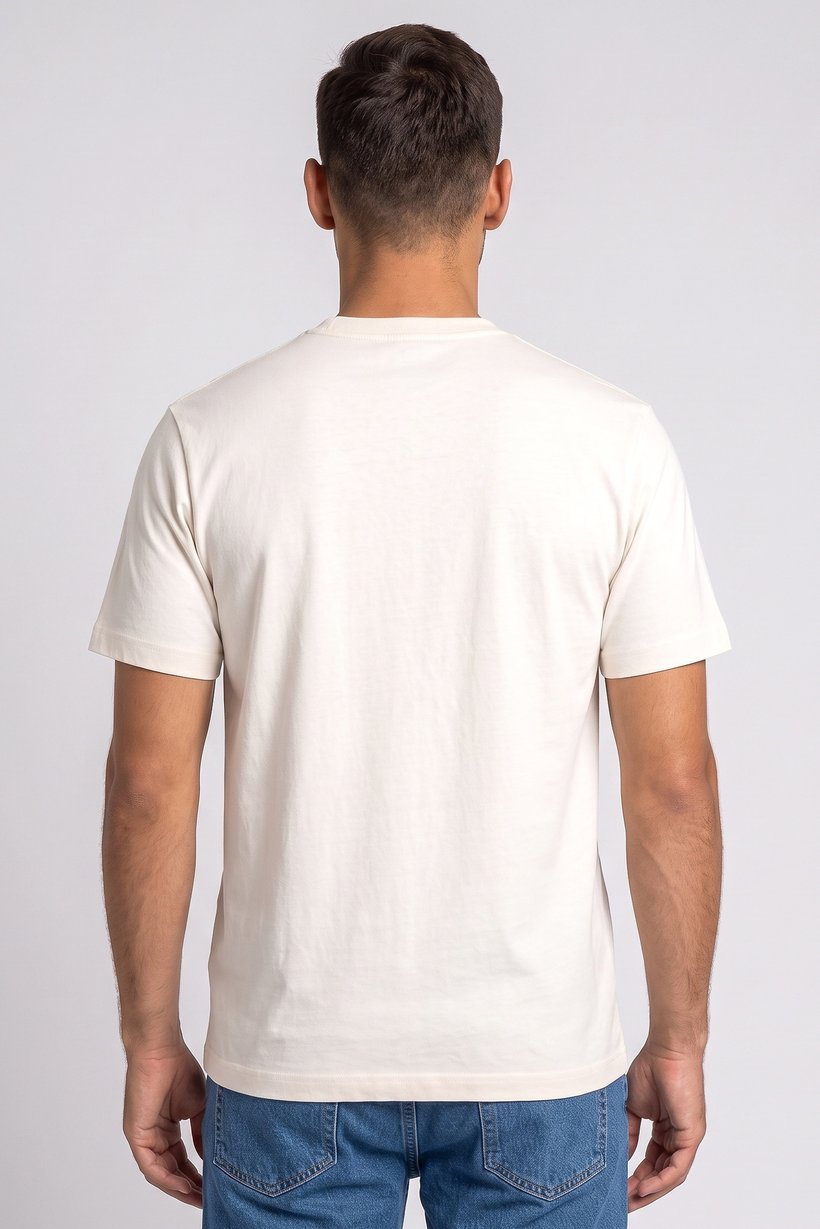 Men Crew Neck Short Sleeve Plain T Shirt, Ivory