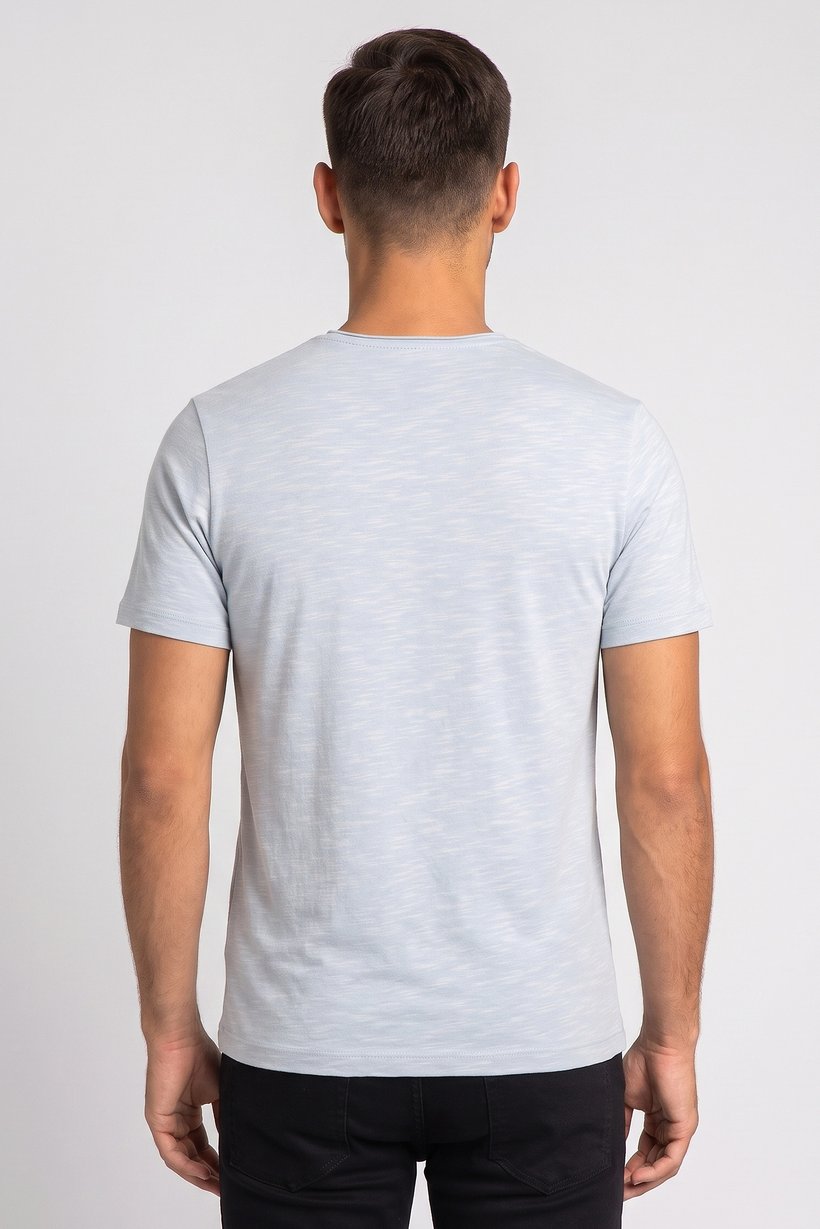 Men Crew Neck Short Sleeve Plain T-Shirt, Dusty Blue
