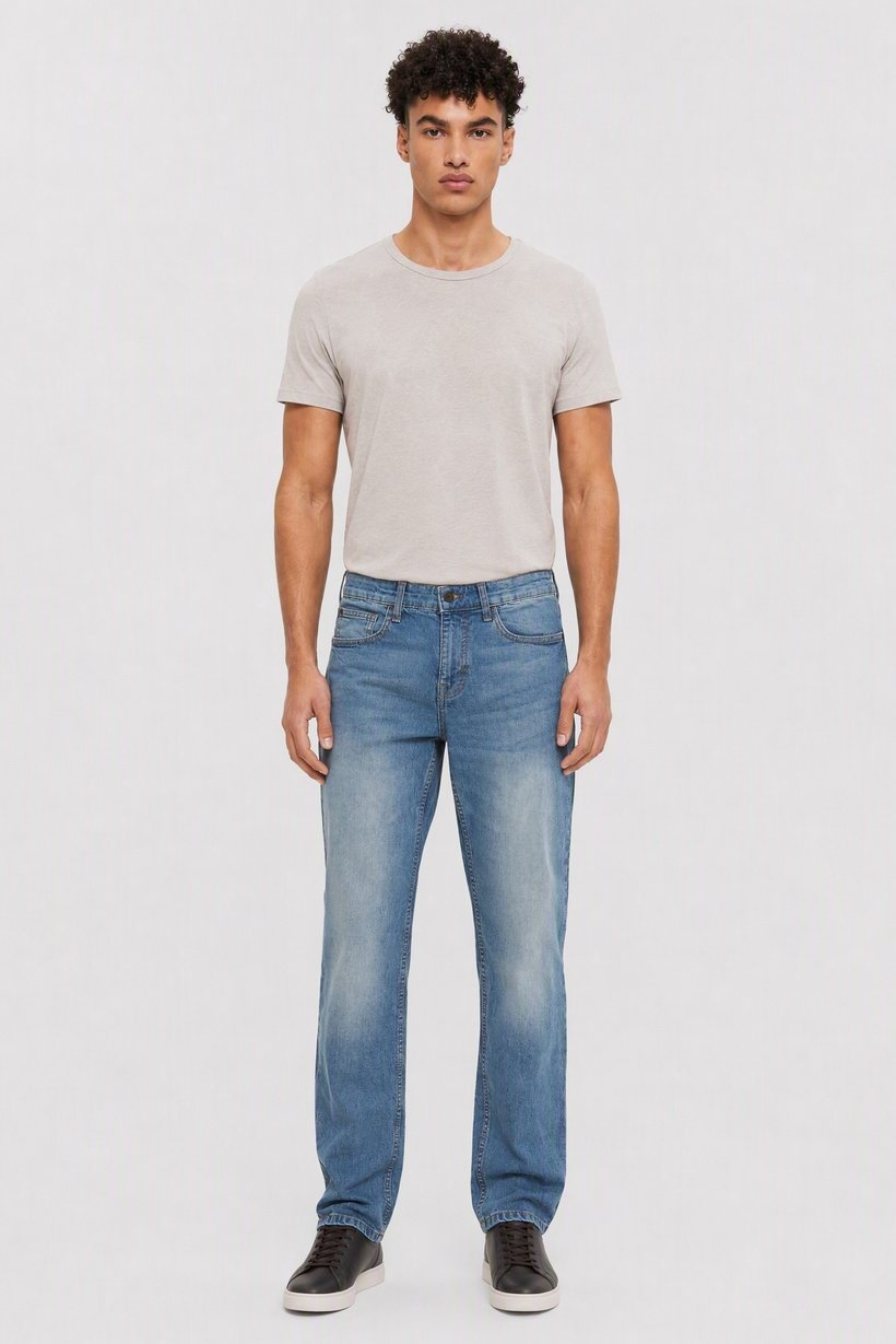 Men Regular Fit Washed Stretchable Jeans, Blue