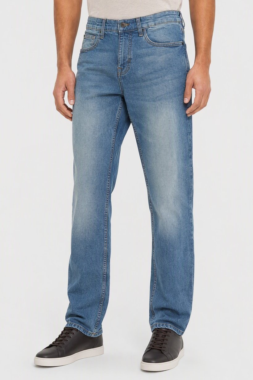 Men Regular Fit Washed Stretchable Jeans, Blue