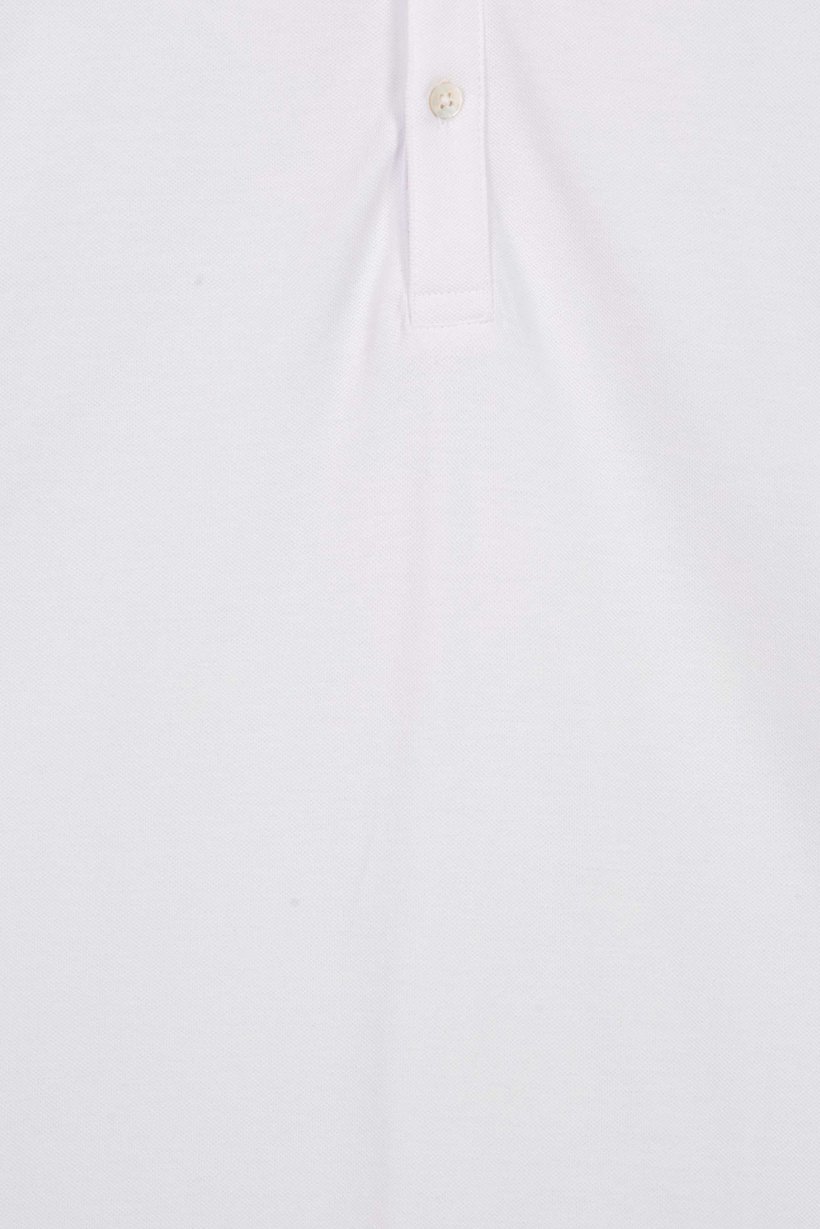 Men Regular Fit Long Sleeve Plain Polo Shirt, White