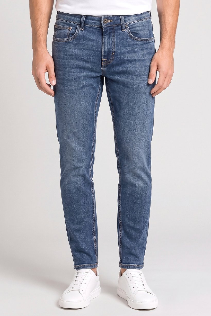 Men Slim Fit Washed Stretchable Jeans, Blue