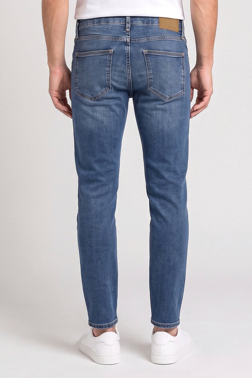 Men Slim Fit Washed Stretchable Jeans, Blue