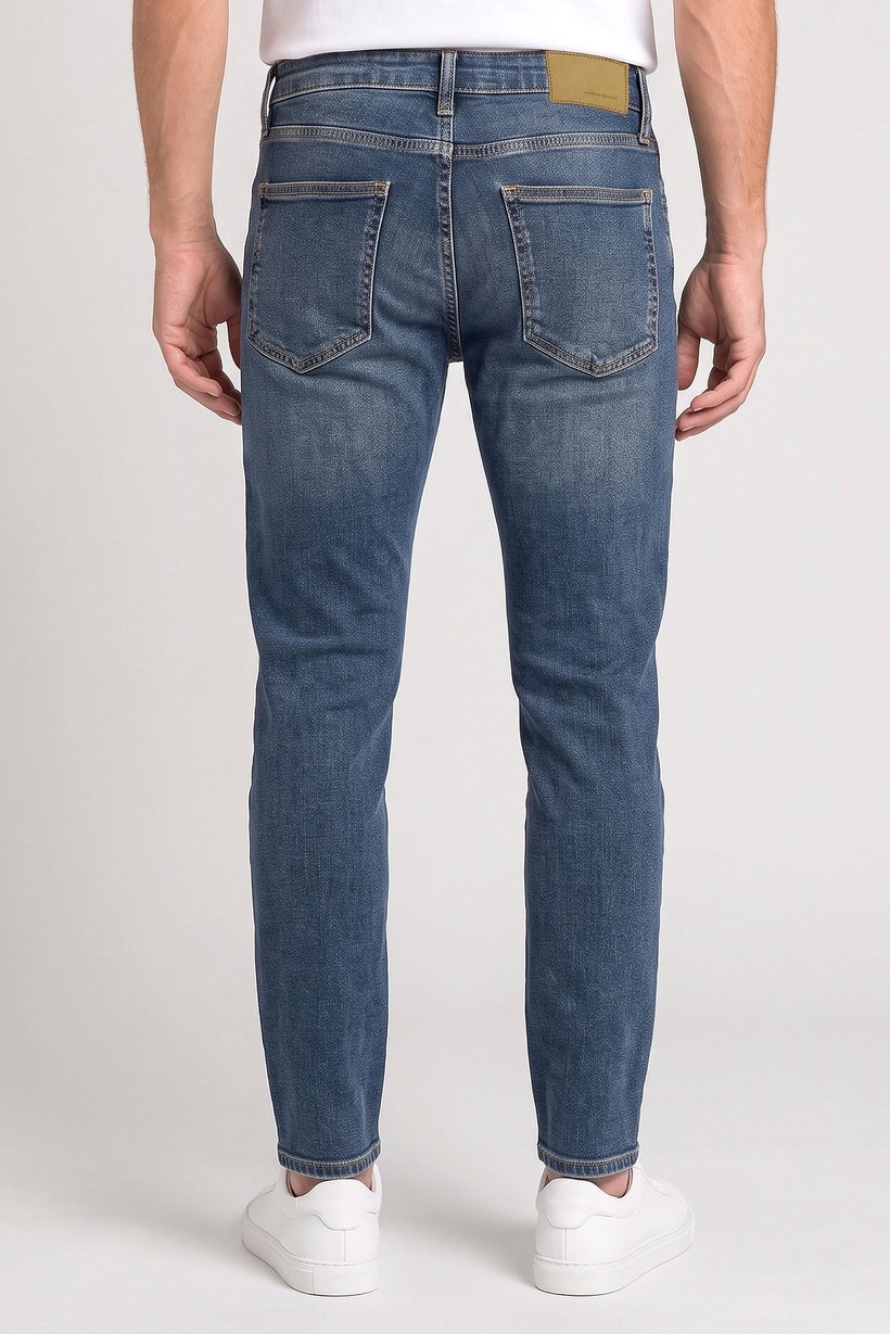 Men Slim Fit Solid Washed Stretchable Jeans, Blue