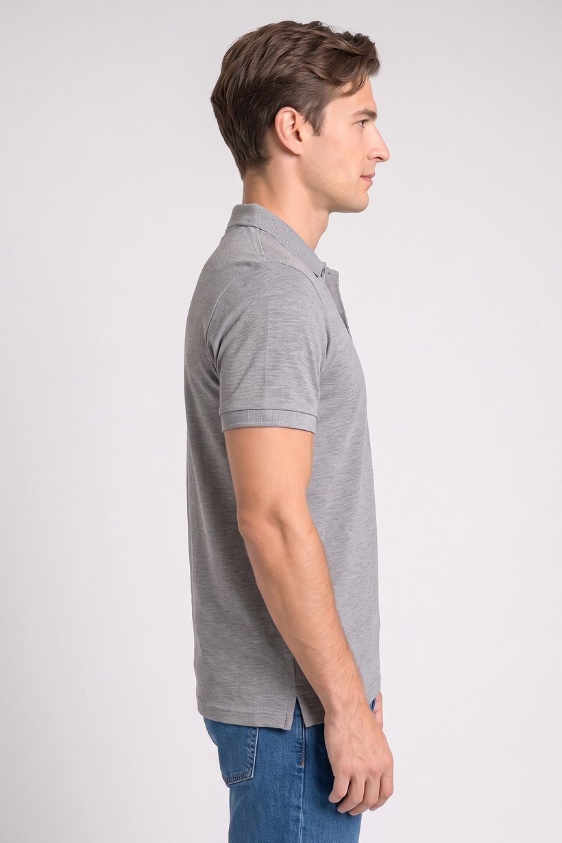 Men Regular Fit Short Sleeve Heather Polo Shirt, Grey