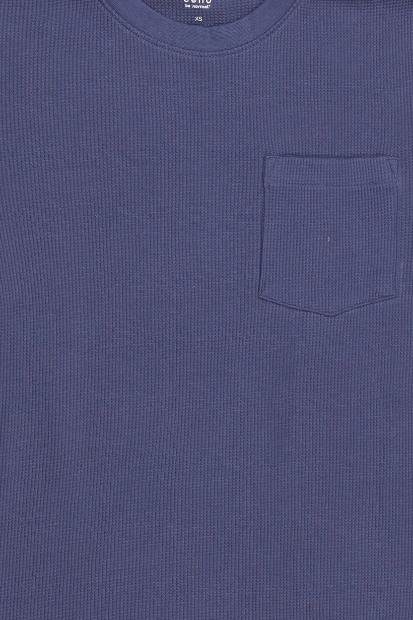 Men Crew Neck Short Sleeve Textured T- Shirt, Navy