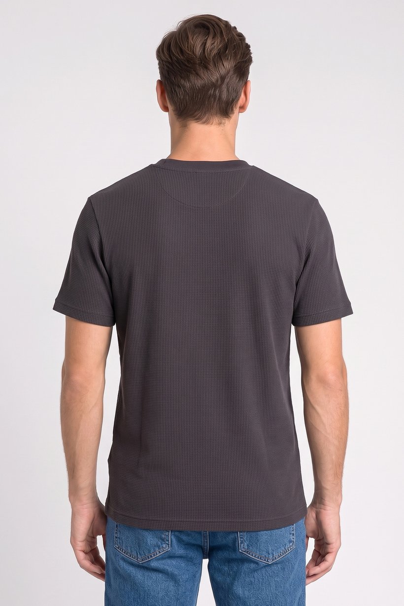 Men Crew Neck Short Sleeve Textured T-Shirt, Black