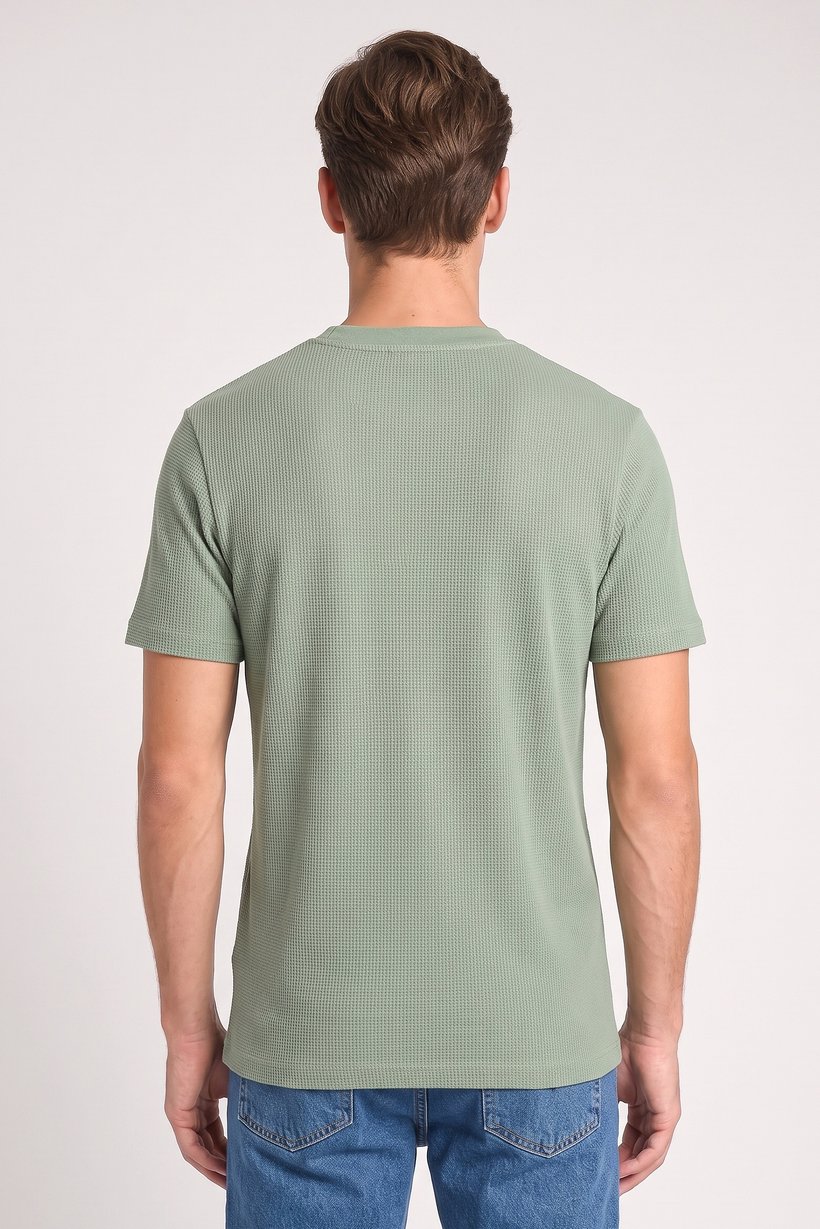 Men Crew Neck Short Sleeve Textured T-Shirt, Sage Green