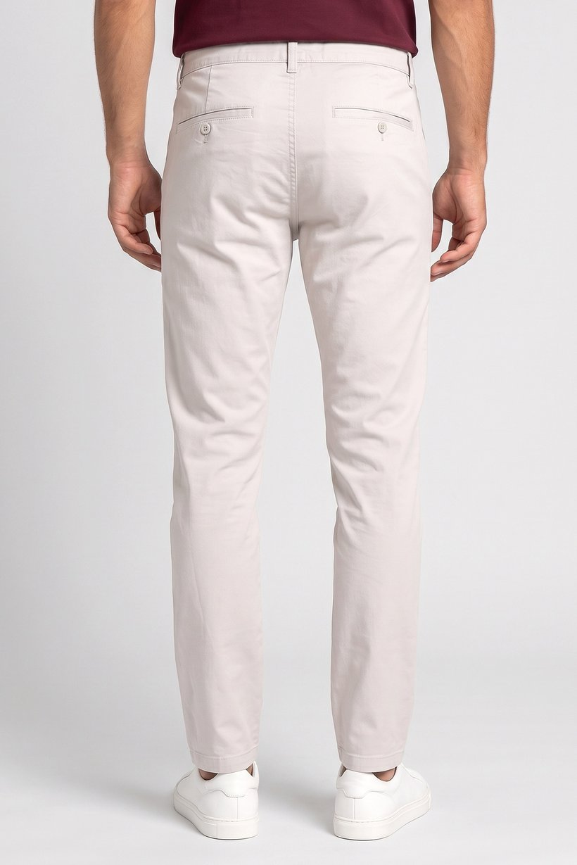 Men Slim Fit Solid Chino Pants, Light Grey