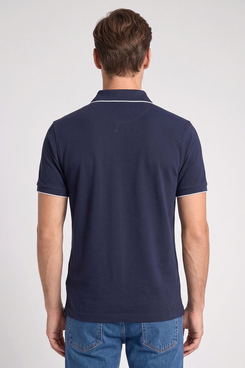 Men Regular Fit Short Sleeve Plain Polo Shirt, Navy