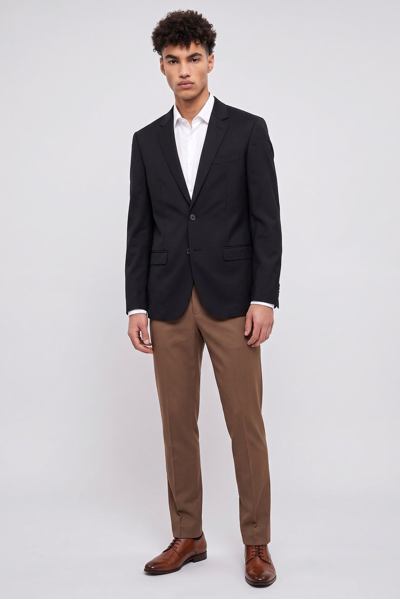 Men Slim Fit Long Sleeve Plain Casual Blazer Jacket, Black