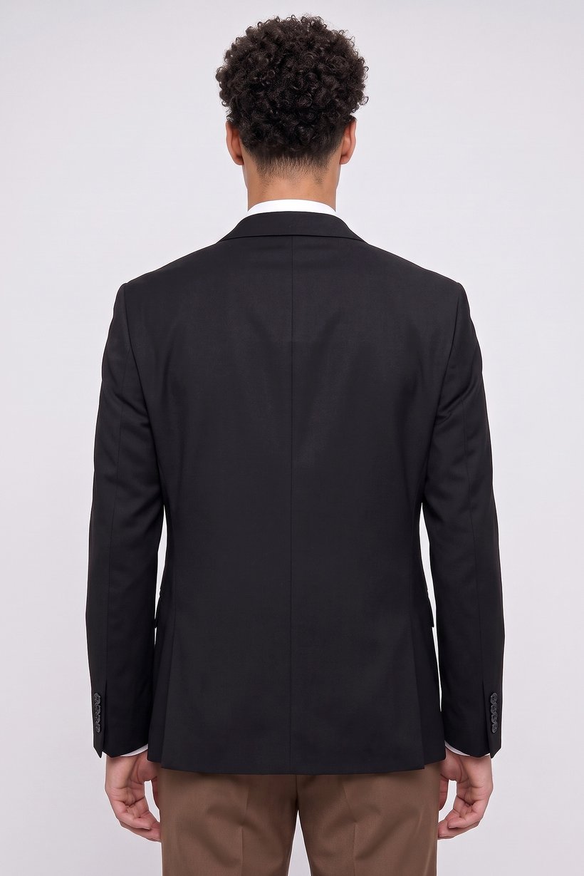 Men Slim Fit Long Sleeve Plain Casual Blazer Jacket, Black