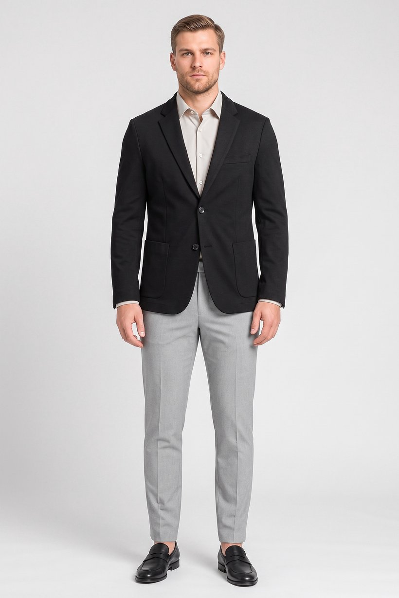 Men Regular Fit Solid Casual Blazer, Black