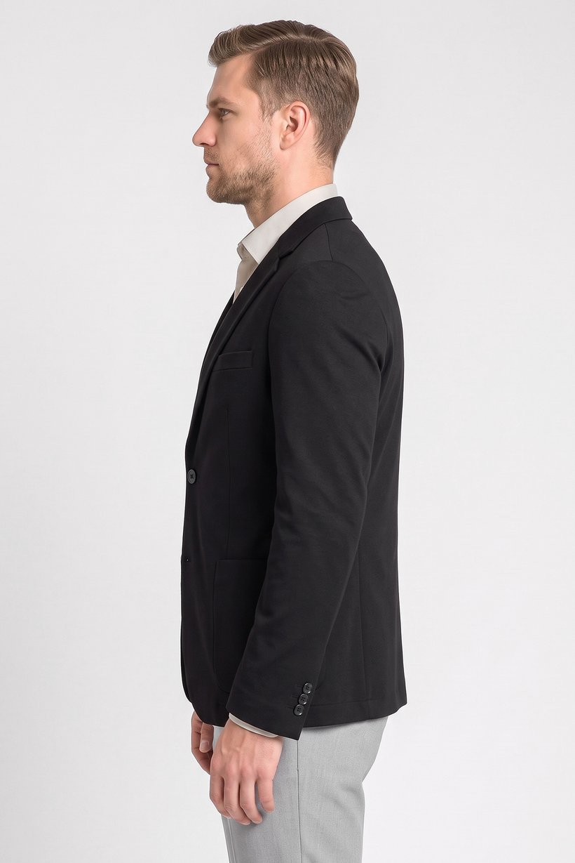 Men Regular Fit Solid Casual Blazer, Black