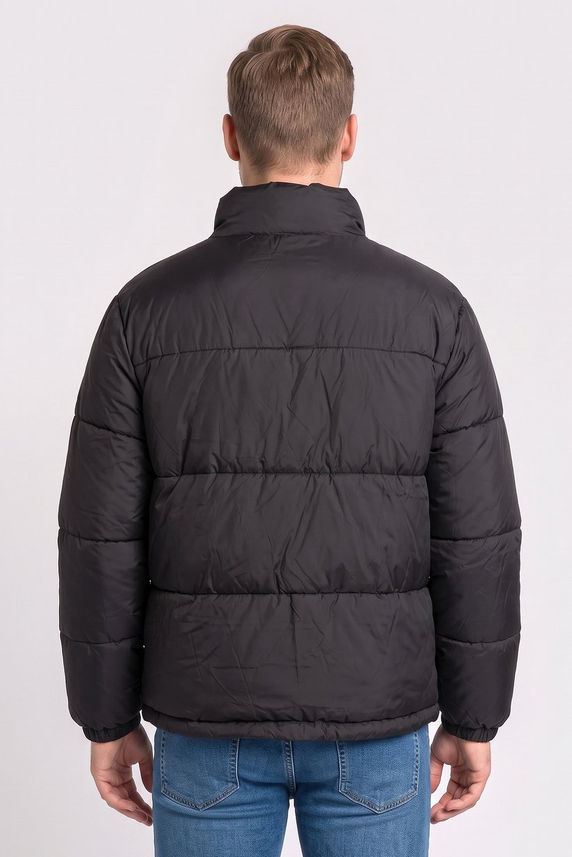 Men Quilted Puffer Jacket, Black