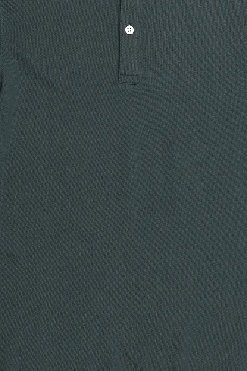 Men Regular Fit Short Sleeve Solid Polo Shirt, Dark Green