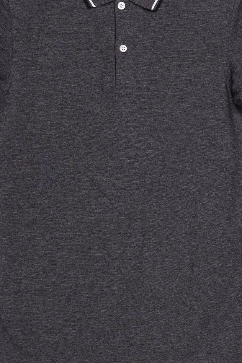 Men Regular Fit Short Sleeve Heather Polo Shirt, Dark Grey