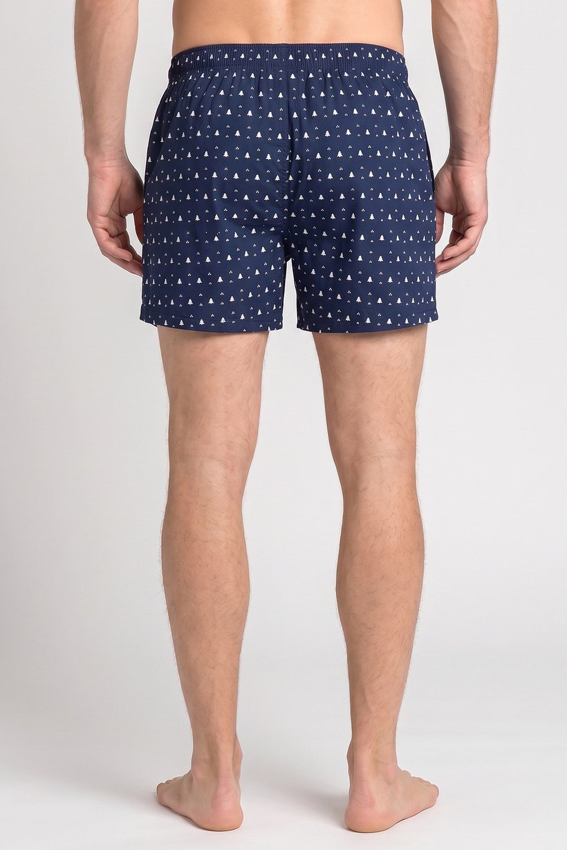 Men Graphic Print Boxer, Navy Blue