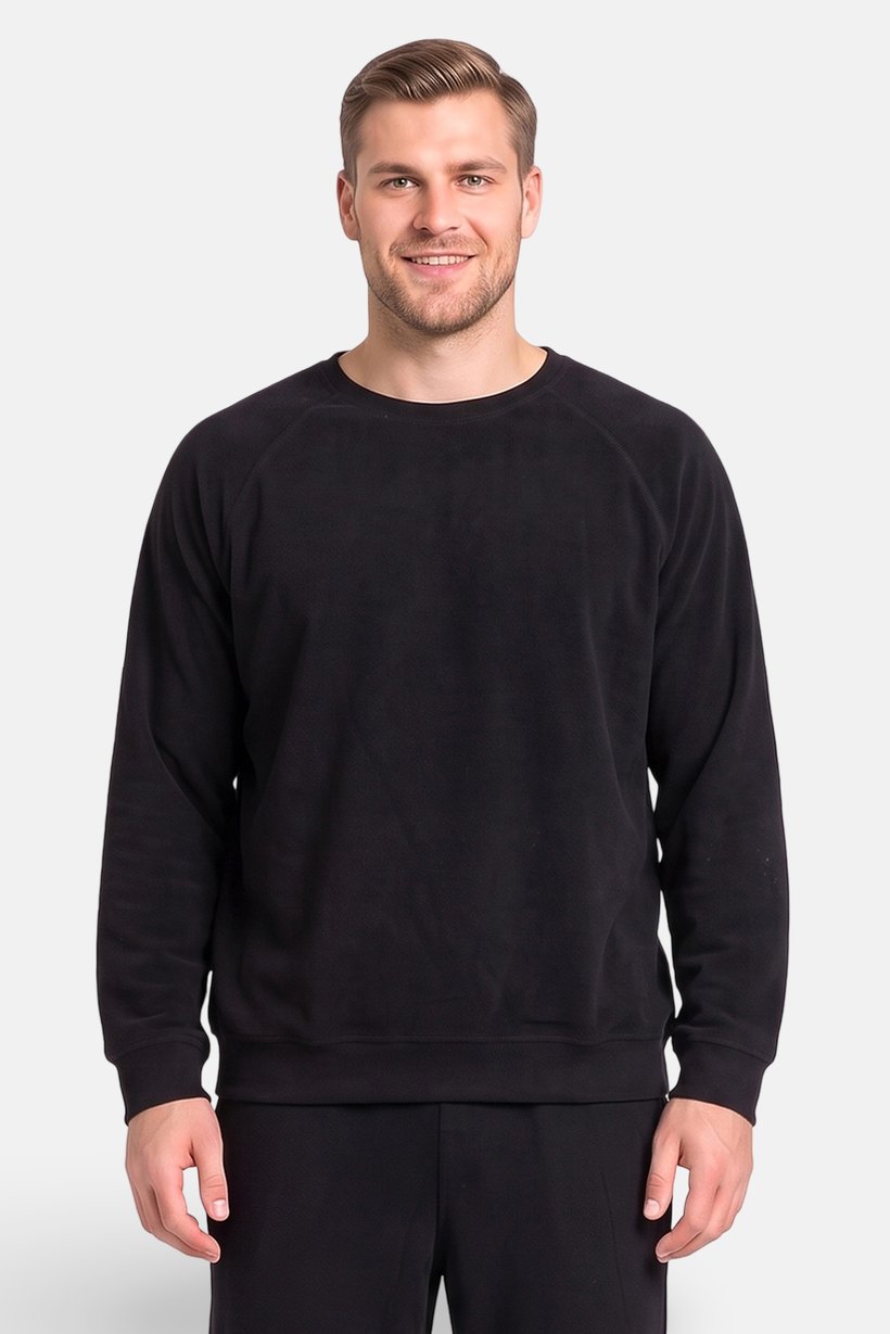 Men 2 Pieces Textured Shirt And Pants Pajama Set, Black